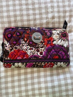 Vera Bradley Purple Red Floral Quilted Zip Wallet